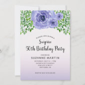 Waterverf Purple Flowers | Verrassing 50ste verjaa Kaart (Voorkant)