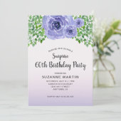 Waterverf Purple Flowers | Verrassing 60e verjaard Kaart (Staand voorkant)