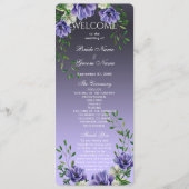 Waterverf Purple Flowers Wedding Programma Programmakaart (Voorkant)
