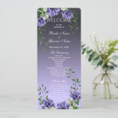 Waterverf Purple Flowers Wedding Programma Programmakaart (Staand voorkant)