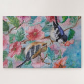 Waterverf Puzzel met Mooie Lente Vogels Legpuzzel (Horizontaal)
