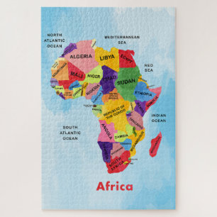 Waterverf puzzel voor Afrikaanse kaart