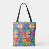 Waterverf puzzel voor autismebewustzijn tote bag (Achterkant)