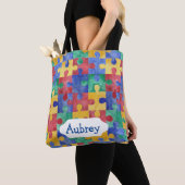Waterverf puzzel voor autismebewustzijn tote bag (Dichtbij)