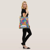 Waterverf puzzel voor autismebewustzijn tote bag (Op model)