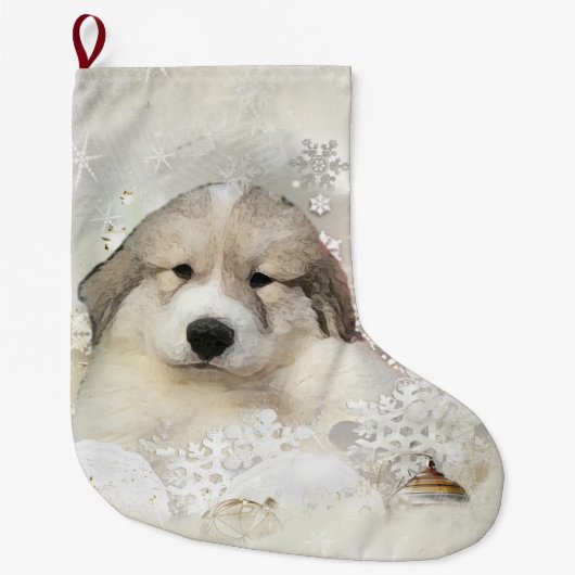Waterverf Pyr Pup Grote Kerstsok (Voorkant)