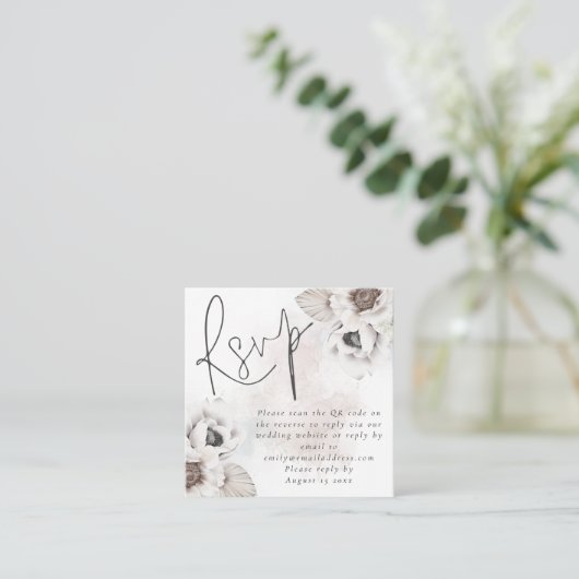 Waterverf QR-code Bindende RSVP Informatiekaartje (Staand voorkant)