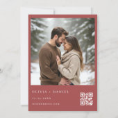Waterverf QR-code Foto Lint Kerstgroen Kaart (Achterkant)