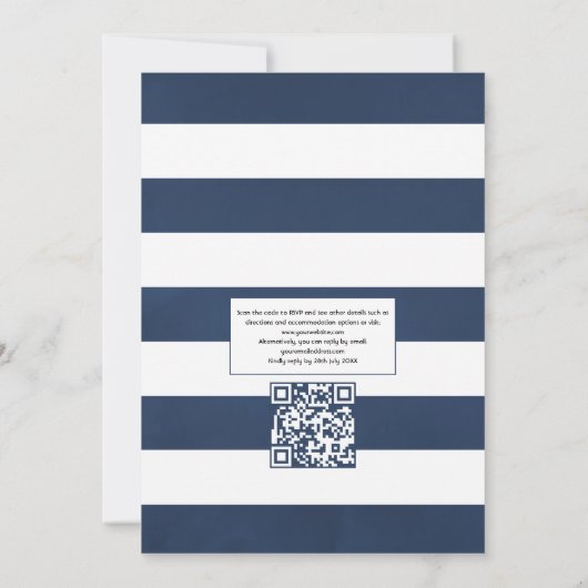 Waterverf QR-code RSVP Nautical Wedding Kaart (Achterkant)
