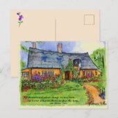 Waterverf Quaint English Cottage Garden Briefkaart (Voorkant / Achterkant)