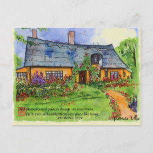 Waterverf Quaint English Cottage Garden Briefkaart