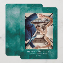 Waterverf Quetzal Groen Modern Kerstkaart Kaart