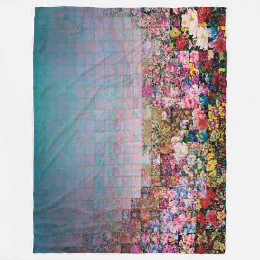 waterverf quilt blauwgroen vervagen fleece deken (Voorkant)