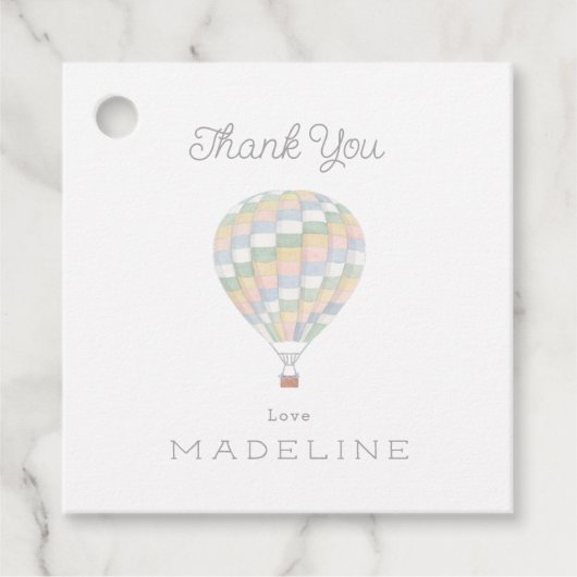 waterverf quilt heteluchtballon Baby shower Bedankjes Labels (Voorkant)