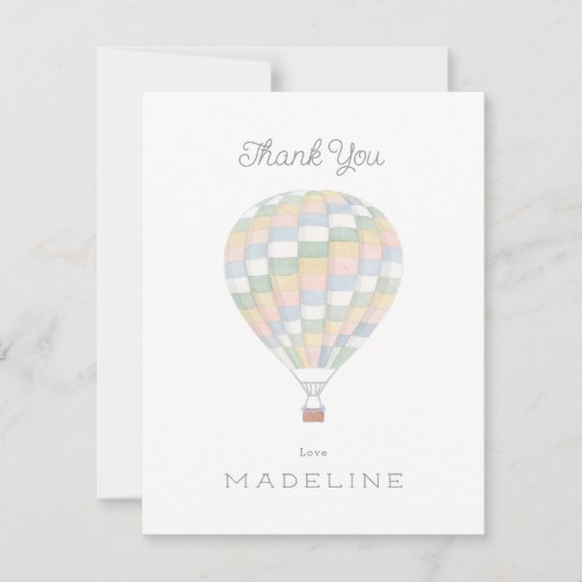 waterverf quilt heteluchtballon Baby shower Bedankkaart (Voorkant)