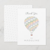 waterverf quilt heteluchtballon Baby shower Bedankkaart (Voorkant / Achterkant)