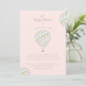 waterverf quilt heteluchtballon Baby shower Kaart (Staand voorkant)