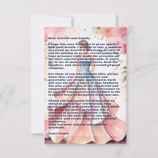 Waterverf Quinceanera Viering Bedankkaart (Voorkant)