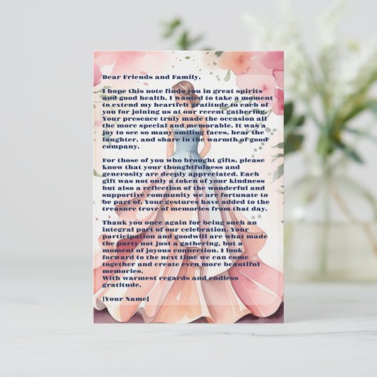 Waterverf Quinceanera Viering Bedankkaart (Staand voorkant)