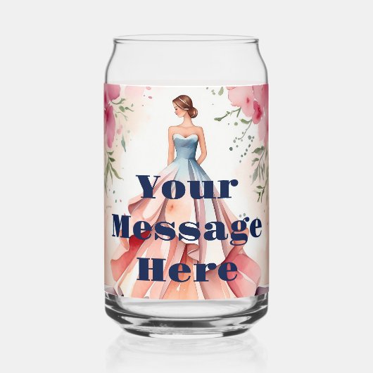 Waterverf Quinceanera Viering Blikvorm Glas (Achterkant)