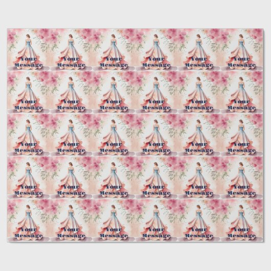 Waterverf Quinceanera Viering Cadeaupapier (Vlak)