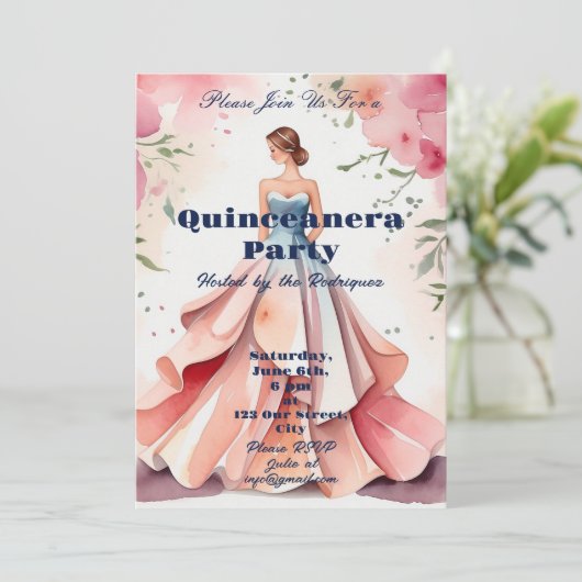 Waterverf Quinceanera Viering Kaart (Staand voorkant)
