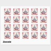 Waterverf Quinceanera Viering Vierkante Sticker (Vel)