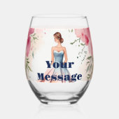 Waterverf Quinceanera Viering Wijnglas Zonder Voet (Voorkant)