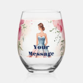 Waterverf Quinceanera Viering Wijnglas Zonder Voet (Achterkant)