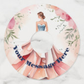 Waterverf Quinceanera Viering Wijnglaslabel (Voorkant)