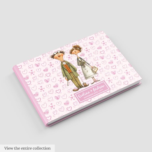 Waterverf Quirky Bride Groom Gastboek Gastenboek