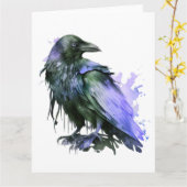 Waterverf Raaf - Blauw Kaart (Gele Bloem)