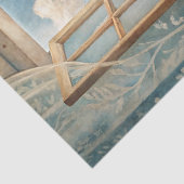 Waterverf raam zeegezicht zee strand tissuepapier (Detail)