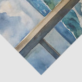 Waterverf raam zeegezicht zee strand tissuepapier (Detail)