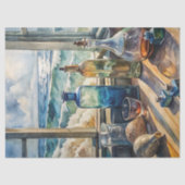 Waterverf raam zeegezicht zee strand tissuepapier (Voorkant)