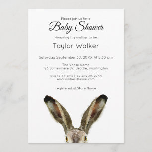 Waterverf Rabbit Baby shower Invitation Kaart
