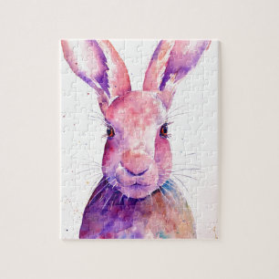 Waterverf Rabbit Hare Portret Legpuzzel