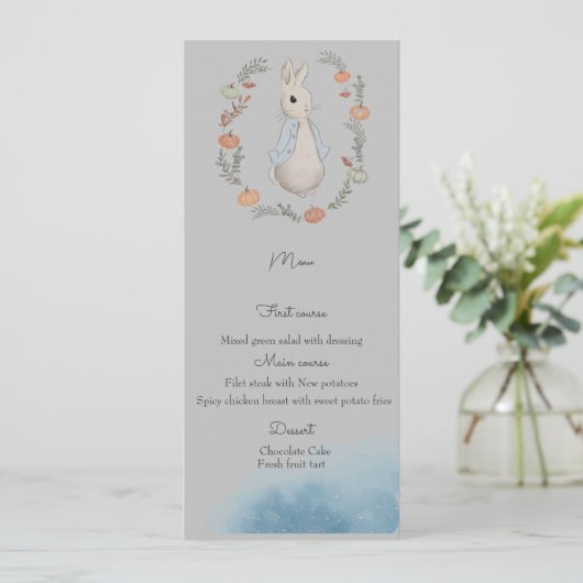 Waterverf Rabbit Peter Birthday Menu (Staand voorkant)