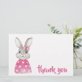 Waterverf Rabbit Preppy Bedankt Briefpapier (Staand voorkant)