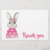 Waterverf Rabbit Preppy Bedankt Briefpapier (Voorkant)
