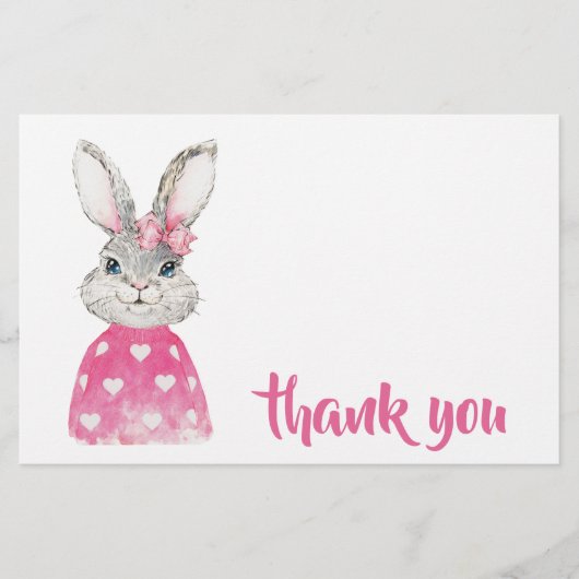 Waterverf Rabbit Preppy Bedankt Briefpapier (Voorkant)