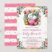Waterverf Rabbit Spring Flowers Baby shower Kaart (Voorkant / Achterkant)