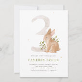 Waterverf Rabbit Woodland Derde verjaardagsfeestje Kaart (Voorkant)