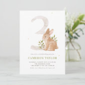 Waterverf Rabbit Woodland Derde verjaardagsfeestje Kaart (Staand voorkant)