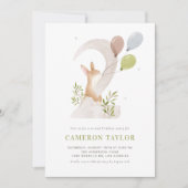 Waterverf Rabbit Woodland Tweede verjaardagsfeestj Kaart (Voorkant)