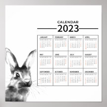 Waterverf Rabbit Year Calendar Poster 2023
