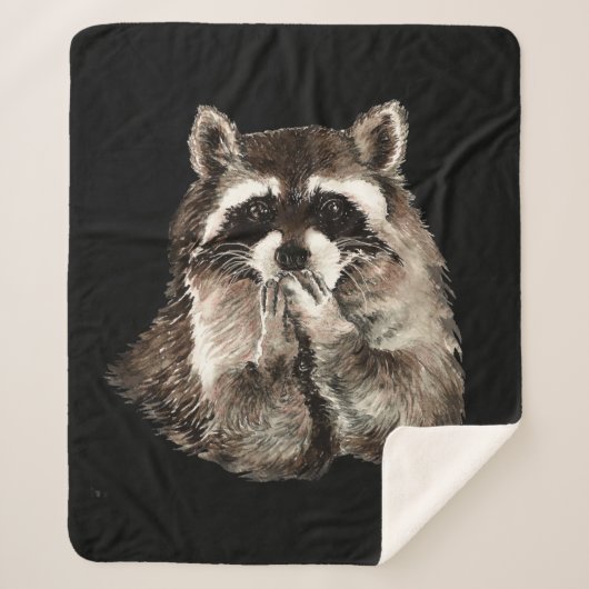 Waterverf Raccoon Bblazen Kisses Fun Animal Art Sherpa Deken (Voorkant)