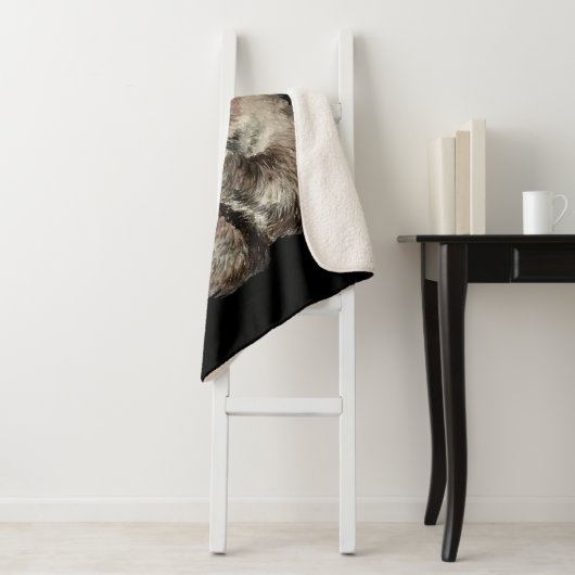 Waterverf Raccoon Bblazen Kisses Fun Animal Art Sherpa Deken (In situ)