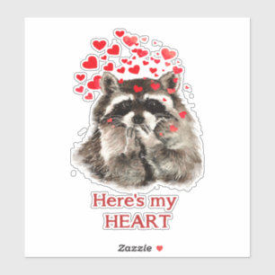Waterverf Raccoon Bblazen Kisses Fun Quote Sticker