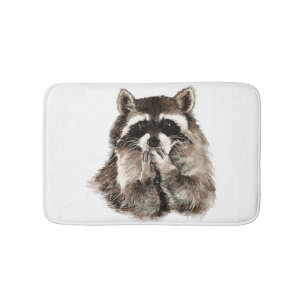 Waterverf Raccoon Bblazen Kisses Funny art Badmat